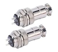 aqxreight 2Pcs Aviation Plug Socket Connector Zinc Alloy Cover Copper Silver Plated Connectors 4 Pin You to Performance Aviation Plug ConnectorAviation and Socket ConnectorMetal (#1)
