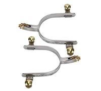 aqxreight 2PCS Stainless Steel Horse Spurs West Cowboy Compact with Brass Rowel Belt Button