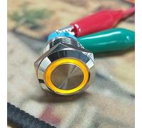 aqxreight 2PCS Yellow Flat Self Reset 4 Pin Button Switch with Light DC 12V ~ 24V for IP65 Protection Gives Push Steel Switch's Appearance Anti- Metal Protection Such and Is IP65