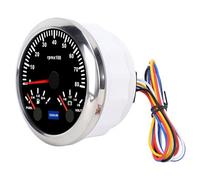 aqxreight 3 in 1 85mm Tachometer DC 9 to 32V 8000rpm 8 to 16V Voltage Gauge E 1/4 /2 3/4 F Fuel Level 7 Color Backlight for RV Yachts Trucks Black Dial Silver Bezel CX8299 Readings (Black Dial
