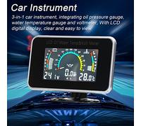 aqxreight 3-in- Car LCD Meter Digital Oil Pressure Voltage Temperature Gauge Instrument -36V for Car Truck SUV RV Gauge Voltmeter Digital and Clear Can It to With the When Is Oil