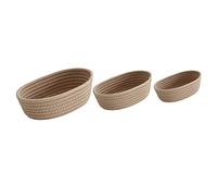 aqxreight 3 Pcs Desktop Storage Basket Oval Organizer Container Cotton Rope Hand Woven for Makeup Snacks White Edges Scratch No Ideal Storage Cotton Hand Basket is with Premium Woven (Khaki)