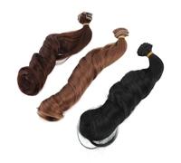 aqxreight 3 Pcs Doll Wig 30cm Length 1m Width Black Dark Light Brown Long Roman Curly Doll Hair Wig Set Brown a and of Colors This Black 3 ] WigDoll Long Curly