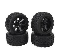 aqxreight 4 PCS RC Off Road Tyre 12mm Hex Black Universal 7 Holes RC Rubber Tires with Hubs Replacement for 1/10 Off Road Car Long Improved Durable The Tires Materials of Rubber