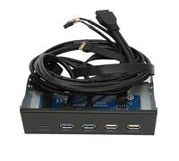 aqxreight 5.25 Inch Media Dashboard with 2 USB3.0, 2 USB2.0, and Type C for High-Speed Connections in Desktop Chassis (2U3+2U2+TC)