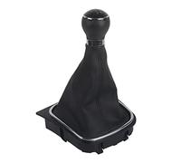 aqxreight 5 Speed Gear Shift Knob Gaiter Boot Kit Synthetic Leather Chrome Plated Edge Black Cap Easy Installation for MK5 MK6 2005 2014 1PC