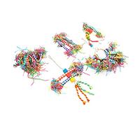 aqxreight 5Pcs Bird Shredding Toys Safe Colorful Bird Foraging Shredder Toy with Hook for Parrots Parakeets Filament and Crinkled All Bamboo Are Shredding Toys Logs Natural