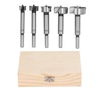 aqxreight 5Pcs Forstner Drill Bit Set 15mm 20mm 25mm 30mm 35mm Woodworking Tools with Serrated Sawtooth for Precise Flat Bottom Holes in Softwood Hardwood Plastic