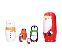 aqxreight 6Pcs Russian Nesting Dolls Wooden Painted Art Craf 6Pcs Russian Nesting Dolls, Hand-Painted Wood for Home Decoration, Unique Cartoon Des