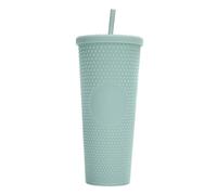 aqxreight 710ML/24OZ Large Capacity Cup Fully Studded Matte Reusable Plastic Cup with Wide Opening -Proof Lid Straw Double Layer Better TumblersCups with Lids and Strawstumbler with (Mint Green)
