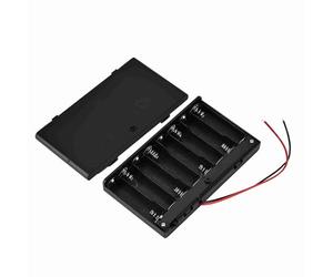 aqxreight AA Battery Holder Case 8 Compartments with Power Switch & Lockable Cover - ABS Battery Storage Box for Organizing 8 AA Batteries, 12V External Power Source