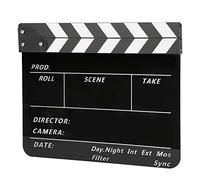 aqxreight Acrylic 30x25cm Clapperboard for Directors, Film Clappers and Photography Props with Black Striped Design (White blackboard (PAV1BBE))