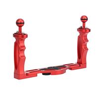 aqxreight All Metal Dual Handheld Hand Grip Diving Flashlight Bracket Underwater Sports Camera Holder Stabilizer Red (Red)