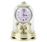 aqxreight Analog Alarm Clock, European Retro Living Room Clock Antique Silent Table Clock for Living Room Decor, Bedroom, Bedside, Shelf (Gold)