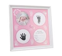 aqxreight Baby Handprint Footprint Kit for Newborn Boys Girls Wear Resistant Plastic Density Board Baby Print Frame Kit for Display Pink The and Proudly of Little It Keepsake The to (Pink)