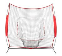 aqxreight Baseball Practice Net Foldable Batting & Pitching Hitting Rebounder Backyard Bounce Back 7x7ft for All Level Baseball Training Blocking Setup Catching a Frame to (Red)
