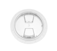 aqxreight Boat Deck Access Plate 6in White Round ABS with Transparent Cover | 90-degree auto-eject design, ABS construction, for RV marine yacht, weather- transparent cover