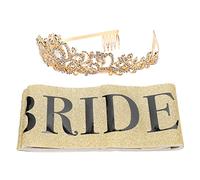 aqxreight Bride Sash Kit with Black Bride To Be Lettering Sash and Sparkling Rhinestones for Bridal Shower Decorations (Gold)