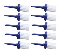 aqxreight Brush Tees 10 Pack Plastic Low Resistance More Distance Consistent Height Driver Training Tees Blue Handle White Hair (Blue and white hair)