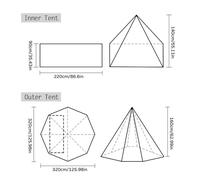 aqxreight Camping Teepee Tent Outdoor Pyramid Tent Single People Hot for Camping Hiking Adventures Companion with Materials Build Compact Boasts a It Ultra-lightweight (Black)
