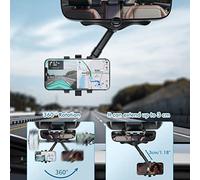 aqxreight Car Phone Holder Rear View Mirror Phone Holder Mount 360° Rotatable Retractable Cell Stand Fits Most Cars Hand Driving with Is to or Out Place This