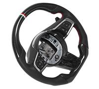 aqxreight Carbon Fiber Steering Wheel Nappa Perforated Leather Red Stitching Flat D Shaped Racing Design Compatible with XF 2014 2018
