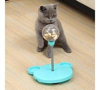 aqxreight Cat Treat Dispenser Toy Plastic Cute Bear Shape Leaky Food Circle Ball Track Feeder Toy with Spring for Cat Gifts Blue to with Encouraging More Discover Ball The Leaky The (Blue)