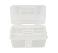 aqxreight Clear Plastic Art Storage Box with Handle - Multi-Purpose for Painting Supplies Craft Tools Sewing Kit and Cosmetics - Portable Box/Cover for Artists Students and Outdoor Enthusiasts (White)