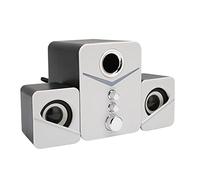 aqxreight D-221 Computer Speaker Deep Bass 2.1 Channel Mini Desktop Speaker for Wedding Party Black Upgraded the Volume Wave You That 3 Has the Speakers Computer the (White)