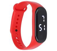 aqxreight Digital Watch with LED Display and Plastic Mirror Featuring a Silicone Strap for Students (Black)
