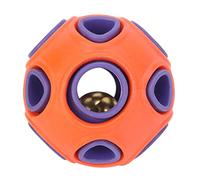 aqxreight Dog Toy Ball Bite Resistant Durable Rubber Interactive Pet Food Dispensing Toy Ball with Bell Sound for Dogs Cats Blue and Orange Bite The Durable Is of The Quality (Orange and Purple)