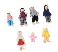 aqxreight Family Doll Figures Pine Miniature People Toy Set Ornament Educational Dollhouse Accessory#4 Toy Play Use Games Enhance Flexible Body and Creativity Will Soft Can (New puppet 7 mouths)