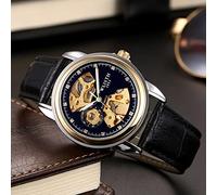 aqxreight Fashion Hollow Men's Watch Luminous Business Belt Through the Bottom Automatic Mechanical Watch Men's Foreign Trade Steel Belt 6# Cell Work and and Elasticity Easy (Black 4#)