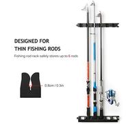 aqxreight Fishing Rod Rack for 6 Thin Fishing Rods Wall Mounted Pole Storage Rack Stand Holder Designed Thin 6 Foam for Plastic Construction Stores