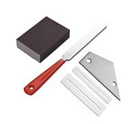 aqxreight Guitar Luthier Tool Kit 1pc Stainless Steel Guitar Fret File + 2pcs Fingerboard Guard + 1pc Fret Rocker Leveling + Grinding Sponge for Ukulele Bass Mandolin Repai