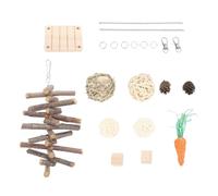 aqxreight Hamster Chew Toys Set Corn Leaf Balls Branch Pine Cubes Carrots Teeth Grinding Relieve Boredom Guinea Pig Chew Toys Non Environmentally Safe and Pets Corn Is Set Pine