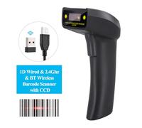 aqxreight Handheld Barcode Scanner USB and 2 4G 1D Barcode Reader with Fast CCD Scanning for Retail Supermarkets Libraries Warehouses and Logistics (1D Wireless & Wired & BT)