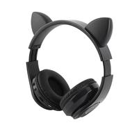 aqxreight LED Noise Reduction Headset Cat Ear Shape 5 0 Headset with Microphone for Young PeopleWhite Hours Can for The Ti HeadsetHead PhoneWireless HeadphoneBluetooth HeadsetBluetooth 5 0 (Black)