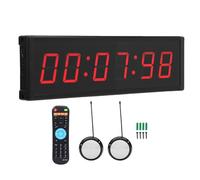 aqxreight LED Race Timer, 2.3in 6 Digit Red Display with Stopwatch Remote Control for Running Event Gym Countdown Count Up 12 24 Hour Wall Mount