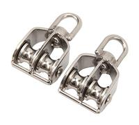 aqxreight M15 Double Pulley Block 2Pcs Duty Stainless Steel 35KG Load Capacity Rotatable 360° for Rope Lifting Crane Hanging Home Projects