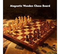 aqxreight Magnetic Wooden Chess Board Set Folding Travel Chess Board Game Sets for Adults Kids Indoor Outdoor Getting for Playing Falling No Pieces While Ensure for Wooden (39x39x3.5cm)