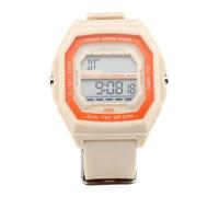 aqxreight Men Digital Sports Watch Multifunctional Luminous Alarm TPU Strap Stopwatch Digital Wristwatch for Outdoor White Blue Luminous Full Display Chime Hour Date Time Has Dual Timed (Apricot)