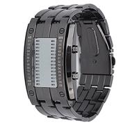 aqxreight Men's LED Watch with Bright Digital Display and Quartz Movement, Alloy Wrist Watch for Business & Casual Wear, Binary Time Mode, Men (Men's Gun Color)