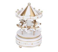 aqxreight Merry Round Music Box Carousel Christmas Wedding B Merry-Round Music Box Carousel, Christmas, Weddings, and Birthdays, Beautifully Designed Carouse (White)