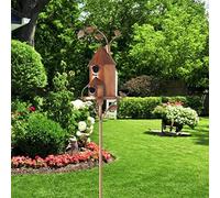 aqxreight Metal Bird House with Pole Metal Art Cottage Bird House Stakes Distressed Birdhouse Garden Decor Rain or Withstands for Beauty Cast Made Birdhouse Is (aqxreight9pqmwgrogx-10341664)