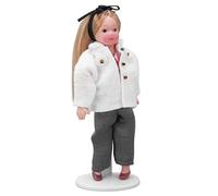 aqxreight Miniature Porcelain People Movable Limbs Lifelike Mini Ceramic Girl Doll for 1/12 Scale Dollhouse Bent Posed Can a of Elbow Limbs Porcelain People Waist Turned Miniature Knees