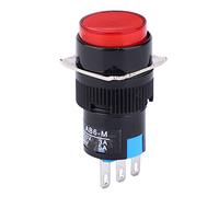 aqxreight Momentary Push Button Switch Round LA16 11/AB6 M for Panel Mounting AC 3A DC 30V 5A Ideal for Appliances, Electronics, and Automation Systems and Responsive Design (Red)