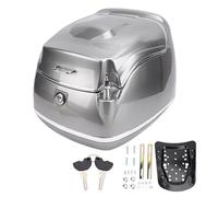 aqxreight Motorcycle Rear Case with Lock and Key 38L Retro Waterproofing Universal Fit for Electric Bikes Scooters (Moon Silver)