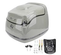 aqxreight Motorcycle Rear Case with Lock and Key Retro Waterproofing 38L ABS Metal Motorcycle Rear Luggage Case Universal Fit Top Box for Electric Bike Scooter (Grey)