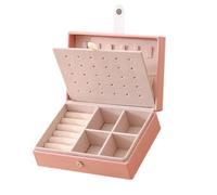 aqxreight Multi-Functional Jewelry Box Portable PU Leather Casket Large Capacity Jewelry Storage Case for Rings Earrings Hand Chain (Pink)